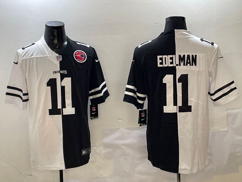 Men New England Patriots #11 Edelman White Black Fashion 2025 Nike Limited NFL Jersey style 2